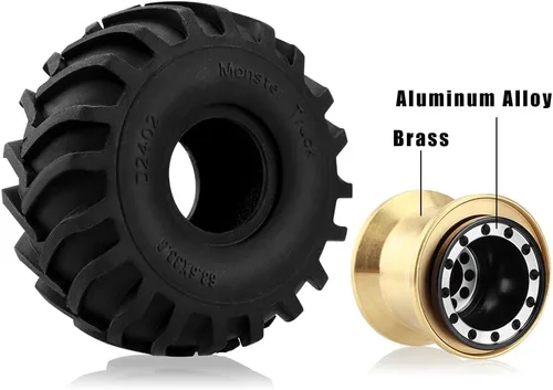 Vista 3 de GLOBACT Neumáticos de aluminio Monster Truck RC de 2.677 x 1.299 in para 1/24 AXIAL SCX24 FMS FCX24 RC Crawler Accesorios de actualización de coche