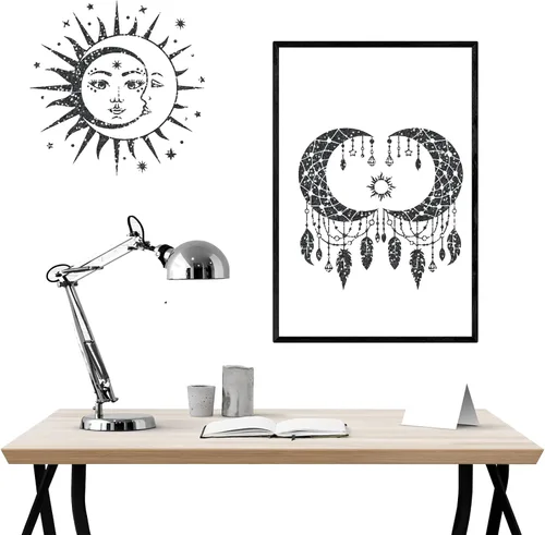 Vista 4 de 9 plantillas grandes de mandala de sol y luna, plantillas de pintura para manualidades, plantillas reutilizables, plantillas celestiales