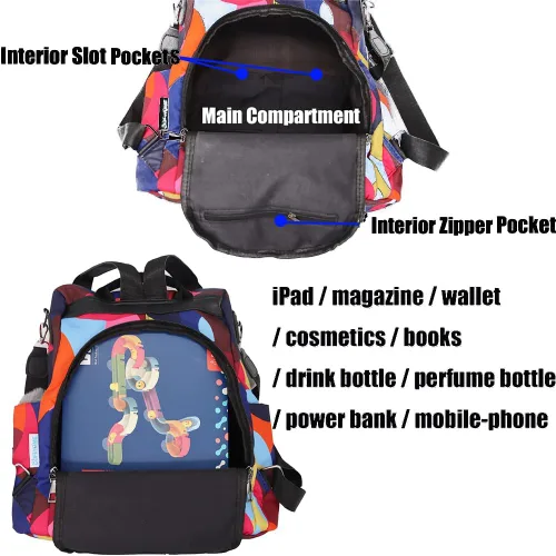 Vista 17 de Mochila para mujer, impermeable, antirrobo, bolsa de viaje, estiloA , L, Mochila