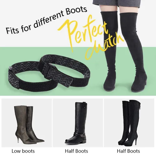Vista 7 de KIKIGOAL 2 pares de correas para botas de rodilla con 20 correas elásticas ajustables de velcro, cómodas y fáciles de usar, mantienen las botas sin