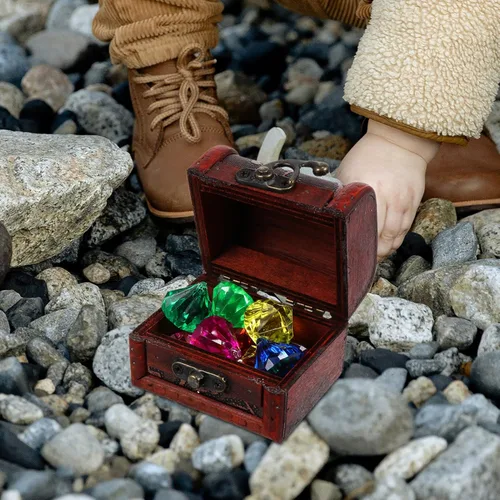 Vista 8 de balacoo 1 juego de mini cofres del tesoro pirata, caja de almacenamiento de joyas pirata vintage con cerradura y joyas, manualidades para niños