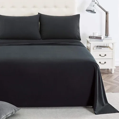 Vista 2 de Lanest Housing - Juego de sábanas tamaño individual XL, 2400 hilos, sábanas de microfibra suaves de bolsillo profundo, sábanas para dormitorios Negro