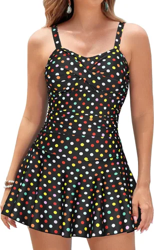 Vista 27 de SHEKINI Traje de baño de una pieza con falda fruncida cruzada para mujer Vestido de baño Traje de baño Albaricoque - Bw
