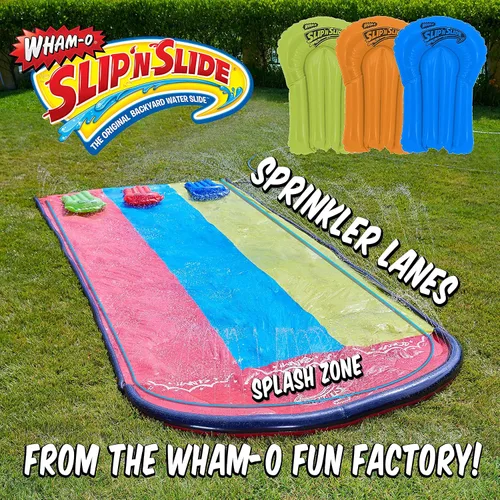 Vista 7 de Slip N' Slide Triple Racer con tabla de resbaladilla Boogie