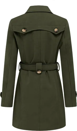 Vista 2 de wantdo - Chaquetón con doble botonadura para mujer, gabardina para invierno de largo medio con cinturón