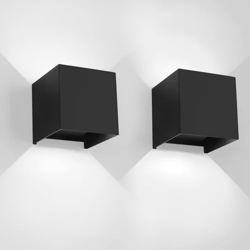 Vista 13 de Mille Lucciole Paquete de 2 lámparas de pared para exteriores de 12 W, para exteriores e interiores, apliques de pared LED blancos modernos, IP65
