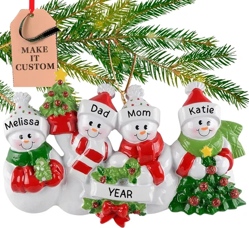 Vista 17 de Adorno personalizado para pareja 2025 Personalización gratuita las 24 horas Adornos de Navidad de muñeco de nieve grabados con láser para árbol