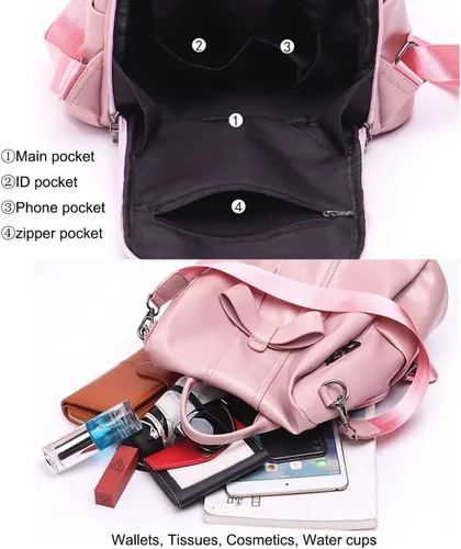 Vista 6 de XingChen Mochilas y monederos para mujer, de piel sintética, antirrobo, a la moda, casual, ligero, de viaje, bolso de hombro, Negro -, Viajar