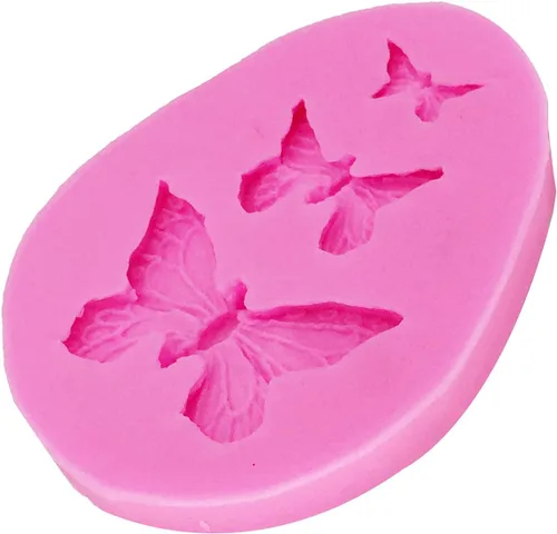 Vista 2 de Lindo molde de mariposa 3D reutilizable de grado alimenticio, moldes de silicona antiadherentes para decoración de tartas, molde de chocolate
