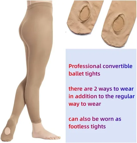 Vista 2 de DIPUG 3 pares de mallas de ballet convertibles para niñas (niñosniños)