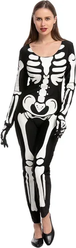 Vista 4 de Spooktacular Creations Disfraz de esqueleto para mujer con patrones brillantes para fiesta de disfraces de Halloween