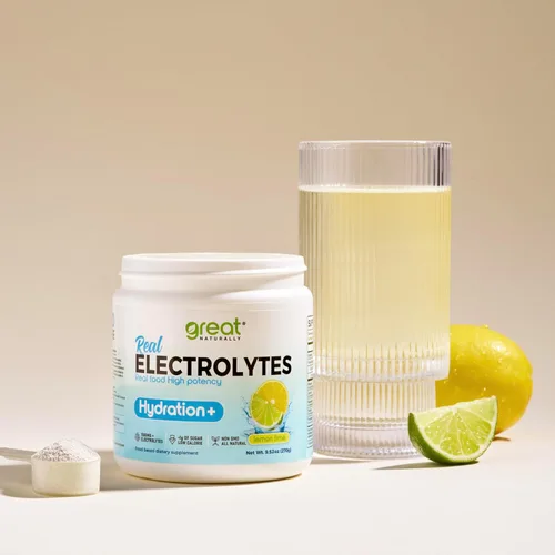 Vista 3 de Hidratación en polvo de electrolitos Alimentos reales de alta potencia Limón lima 30 porciones Polvo de electrolitos de alta potencia Mezcla