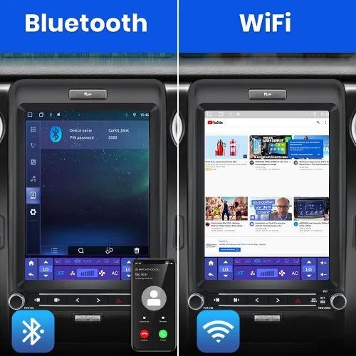 Vista 4 de Radio de coche Android 13 para Ford F150 2013 2014, estilo T de 12.1 pulgadas con CarPlay inalámbrico Android Auto GPS DSP WiFi Bluetooth SWC salida
