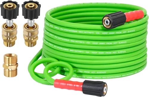 Vista 16 de YAMATIC Manguera de lavado a presión de 3600PSI para lavadora eléctrica de 25 pies x 1/4 pulgadas, resistente a las torceduras, manguera de repuesto