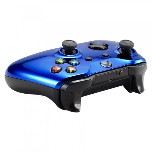 Vista 6 de eXtremeRate Chrome Blue Edition Front Housing Shell for Xbox One Wireless Controller Model 1708, Replacement Custom Faceplate Cover for Xbox One S &
