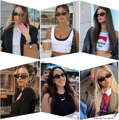 Vista 3 de Gafas de sol de los años 90 para mujeres y hombres, gafas de sol ovaladas