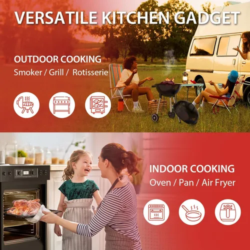 Vista 7 de Termómetro inteligente para carne, digital de lectura instantánea, termómetro de cocina inalámbrico para barbacoa, parrilla, freidora de aire
