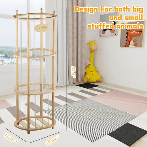 Vista 3 de Almacenamiento de animales de peluche extra grande de madera para animales de peluche, organizador de juguetes suaves, jaula de juguete