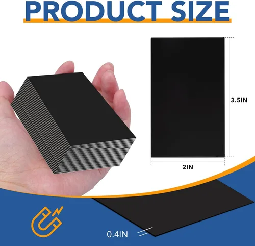 Vista 2 de DIYMAG Imanes para tarjetas de visita de 3.5 x 2 pulgadas, 45 paquetes de láminas magnéticas flexibles con adhesivo despegable y pegajoso, imán