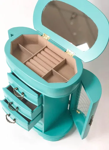 Vista 5 de Hives & Honey Daphne - Caja organizadora de joyas de cristal ovalado, color turquesa