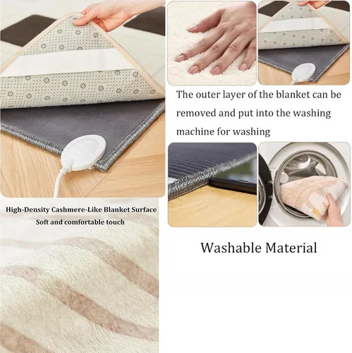 Vista 7 de Graphene Electric Heated Floor Mat, Large Indoor Floor Heating Mat with Adjustable Temperatur/12 Hour Timer, Electric Heated Area Rug, Waterproof