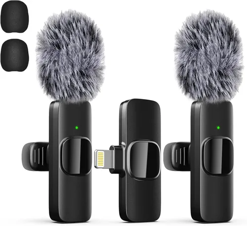 Vista 12 de Labstandard Micrófono inalámbrico Lavalier de solapa para iPhone, iPad, micrófono mini para grabación de video para entrevistas, podcast, Vlog
