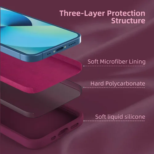 Vista 19 de Funda de silicona líquida compatible con iPhone 12 Pro Max 6.7 pulgadas, funda de gel de protección completa con forro de microfibra, funda
