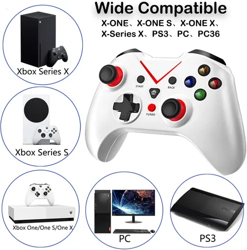 Vista 2 de Control inalámbrico para Xbox One, doble vibración incorporada de 2.4 HZ Gamepad compatible con Xbox OneOne SOne XSeries SSeries XPS3Windows 10