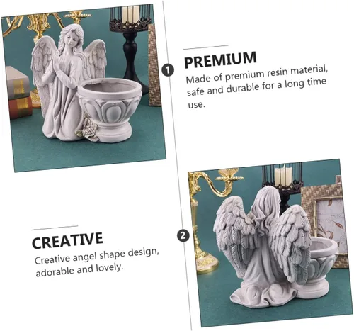 Vista 7 de LIFKOME Decoración de maceta de ángel de resina, adorno de jardín elegante para oficina en casa, artesanía premium, diseño elegante para amigos