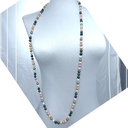 Vista 5 de TUOKAY - Collar de perlas de concha natural multicolor, versátil, multicapa, collar de perlas anudadas de los años 20 para mujeres y niñas, collar