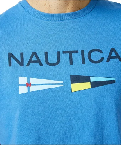 Vista 5 de Nautica Camiseta estampada con logotipo y bandera de señal para hombre