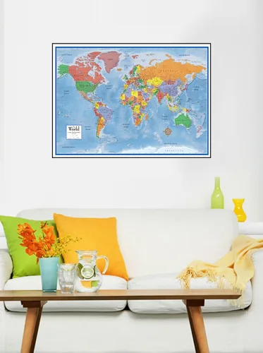 Vista 4 de Póster mural de mapa de pared clásico del mundo 24x36 laminado 24x36 Laminated