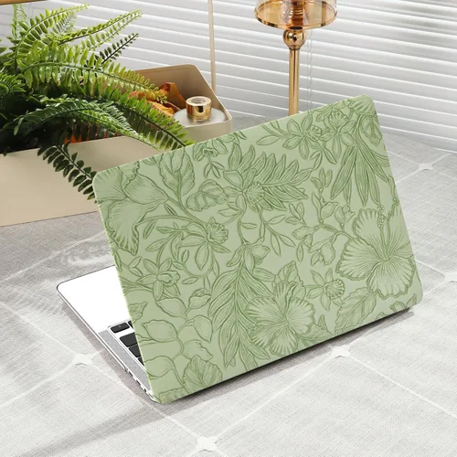 Vista 22 de iCasso - Funda compatible con MacBook Air de 13 pulgadas, versiones 2020-2018 A2337 M1 A2179 A1932, carcasa rígida de plástico con textura de cuero