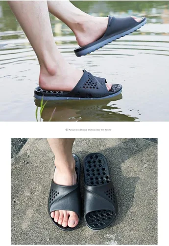 Vista 2 de Pantuflas de baño y playa, para hombre, antideslizantes, informales, para masaje de verano, suela suave, sandalias de masaje para hombre, 13