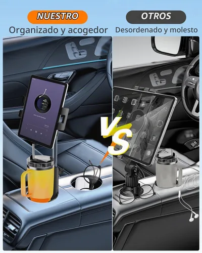 Vista 3 de 3 in 1 Tablet Holder for Car Bottle, 360°Rotatable & Aluminum Telescopic Arm Sturdy Rod Cup Holder Tablet Mount for iPad Pro