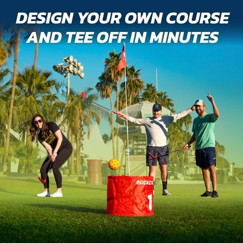 Vista 3 de bucketgolf Juego de 6 hoyos con palos - El mejor juego de golf de patio trasero para todas las edades y niveles, adultos, niños, familias, escuelas