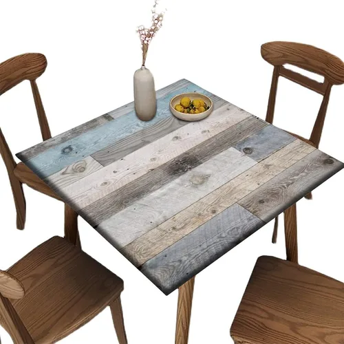 Vista 89 de Mantel redondo ajustable con borde elástico floral azul, mantel con borde elástico de estilo floral pastoral, almohadilla de mesa de poliéster
