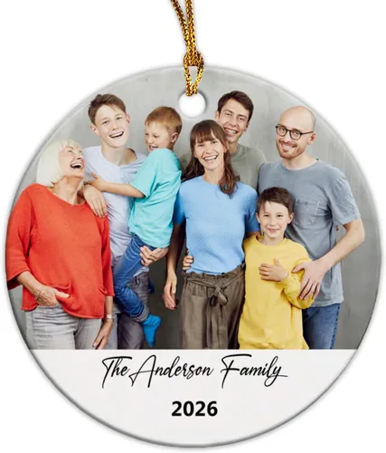 Vista 18 de Adorno de Navidad con foto personalizada 2025 para la familia, aniversario como el señor y la señora abuelos, carga cualquier imagen, cualquier foto