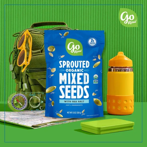 Vista 3 de Semillas germinadas y orgánicas mixtas Go Raw, 13 oz, sin sal, Keto, Kosher, superalimento