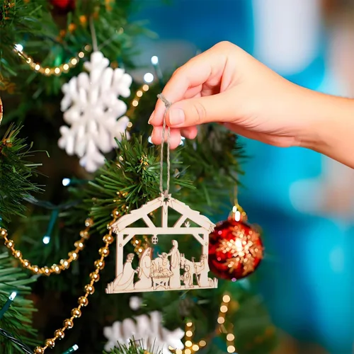 Vista 8 de 20 piezas de madera en blanco para manualidades navideñas, decoraciones de madera, parches decorativos de pared, manualidades de madera DIY, adornos