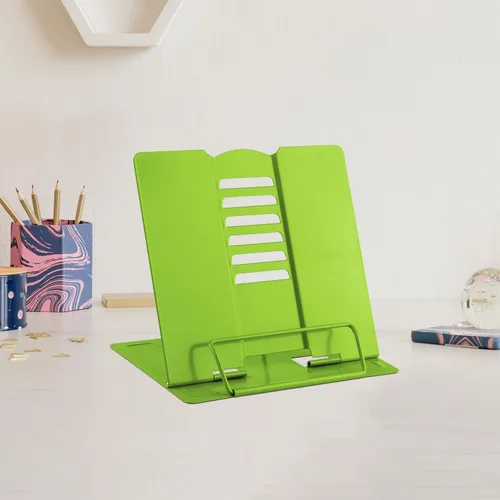 Vista 13 de MSDADA Soporte de escritorio pequeño para libros, soporte de metal para libros de lectura, soporte ajustable para libros de cocina, soporte