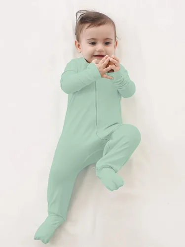 Vista 4 de GUISBY Pijama de rayón sin pies, manga larga con cremalleras de 2 vías, mamelucos para dormir