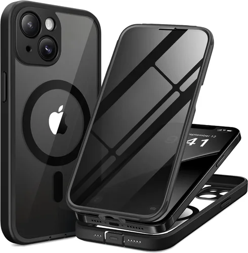 Vista 31 de BERFY Funda para iPhone 17 Pro Max, compatible con MagSafe, protector de pantalla de vidrio integrado, protección de cámara, funda de cuerpo