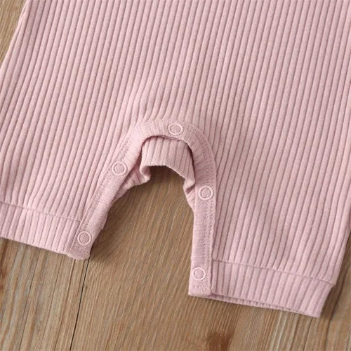 Vista 52 de Mameluco unisex de manga corta para bebé recién nacido, con botones, de una pieza, ropa de color sólido