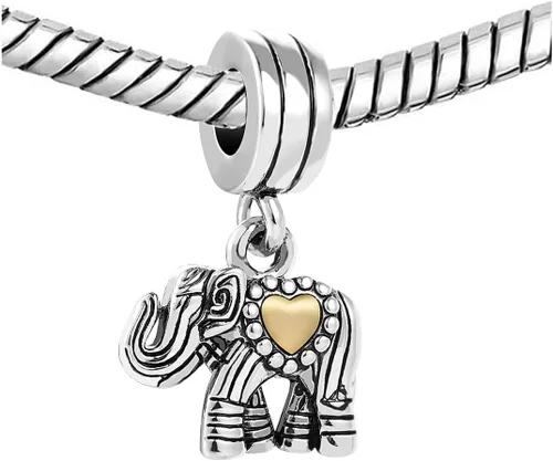 Vista 2 de KunBead Cuentas colgantes de elefante compatibles con pulseras Pandora, Cobre, vidrio