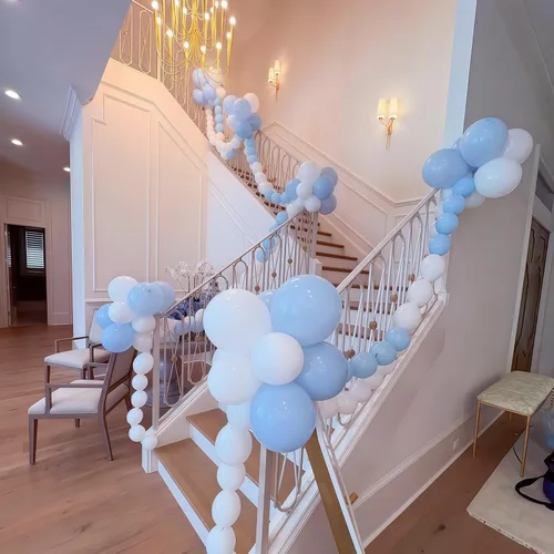 Vista 6 de Globos de Enlace Azul Claro, 60 Piezas de 6 Pulgadas Globos Pequeños de Enlace Rápido Azul Bebé para Hacer Pared de Globos, Arco de Corazón, Globos