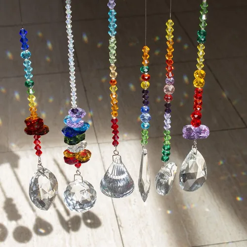 Vista 6 de 6 piezas de coloridos colgantes de prisma de cristal para ventana Transparente 1*