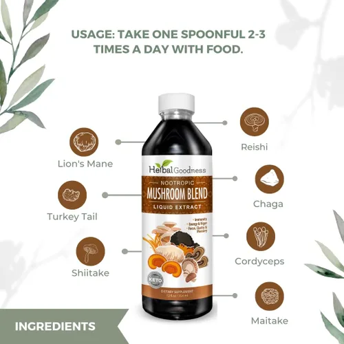 Vista 6 de Mezcla de hongos nootrópicos - Suplemento orgánico de hongos melena de leones Shiitake Chaga Cordyceps Maitake Reishi Cola de pavo Polvo de hongos