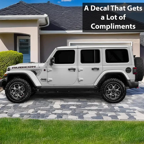 Vista 2 de BOGAR TECH DESIGNS - Calcomanía de vinilo precortada con estampado de leopardo y guepardo lateral compatible con Jeep Wrangler JL JLU 2018-2025