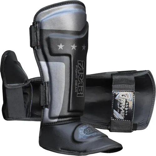 Vista 4 de Farabi Sports Shin Instep Kids Junior MMA Kick Boxing Shin Guard Training Shin Protector Guards Negro
